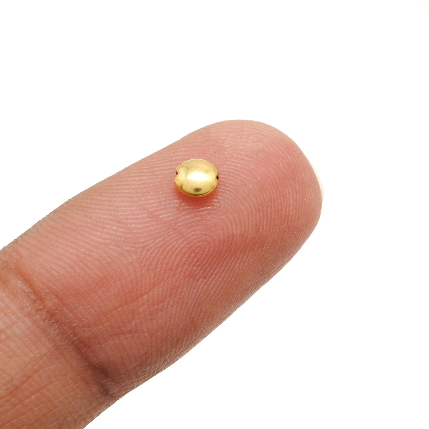 4mm 18k Solid Gold Round Spacer Beads Finding For Jewelry Pack Of 2 Pcs