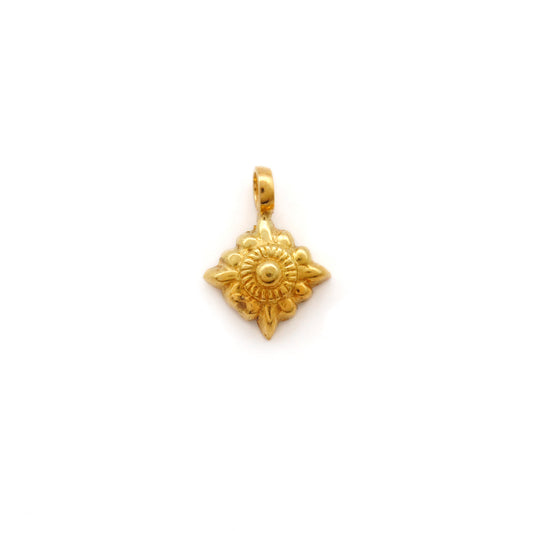 18K solid yellow gold vintage charm pendants, classic design, polished finish, ideal for necklace jewelry making, pack of 2 pieces