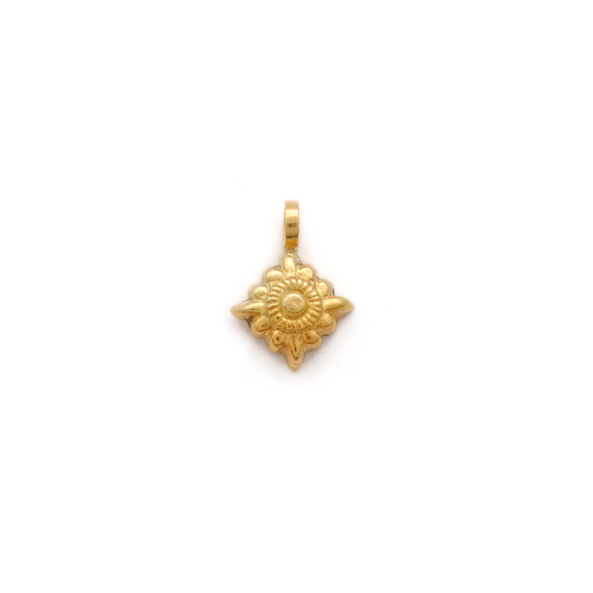 18K solid yellow gold vintage charm pendants, classic design, polished finish, ideal for necklace jewelry making, pack of 2 pieces