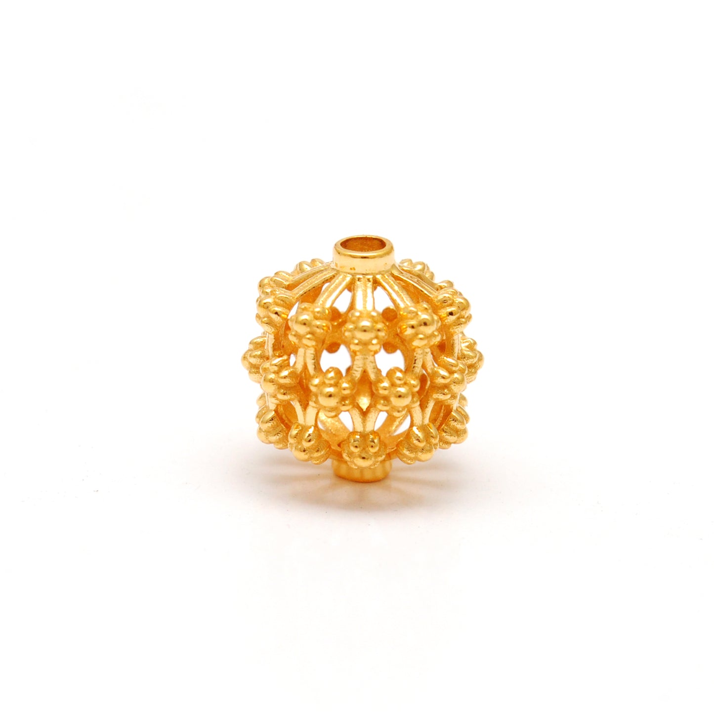 18k Solid Yellow Gold Antique Floral Spacer Beads 12mm