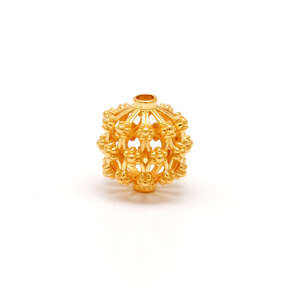 18k Solid Yellow Gold Antique Floral Spacer Beads 12mm