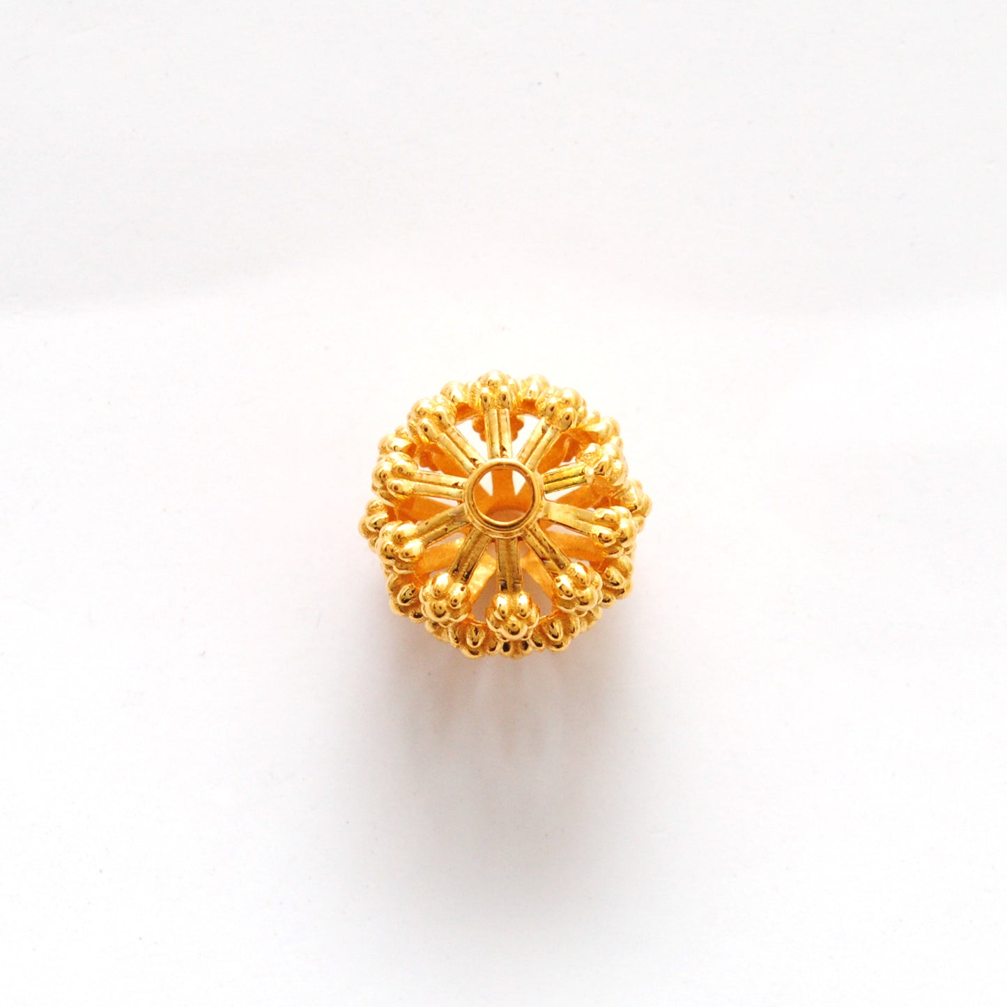 18k Solid Yellow Gold Antique Floral Spacer Beads 12mm