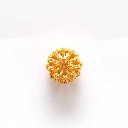 18k Solid Yellow Gold Antique Floral Spacer Beads 12mm