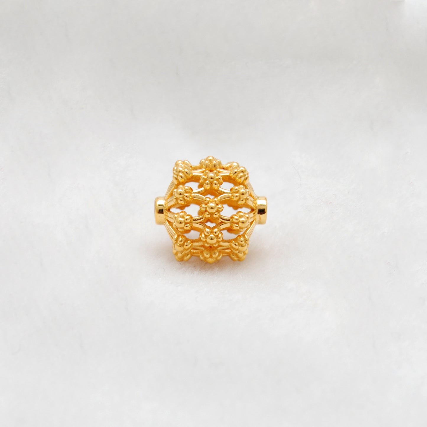 18k Solid Yellow Gold Antique Floral Spacer Beads 12mm