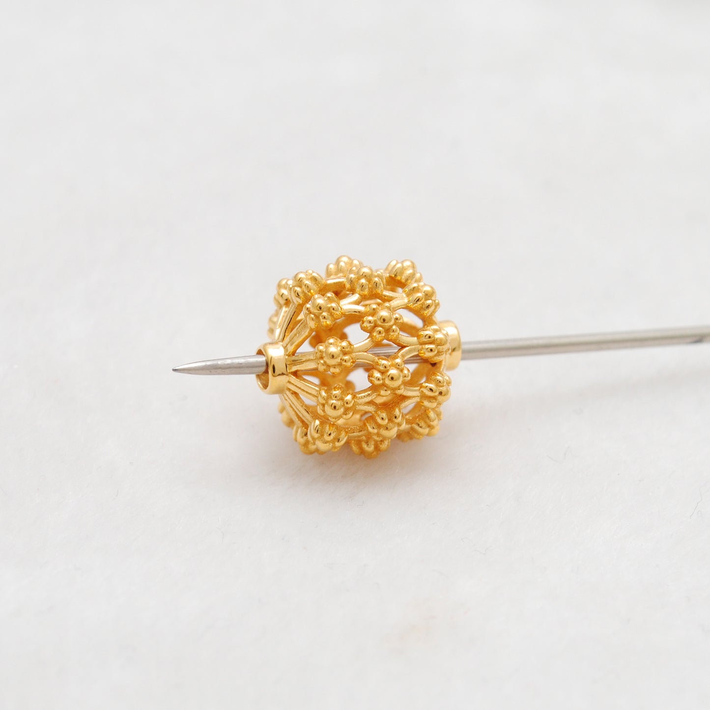 18k Solid Yellow Gold Antique Floral Spacer Beads 12mm