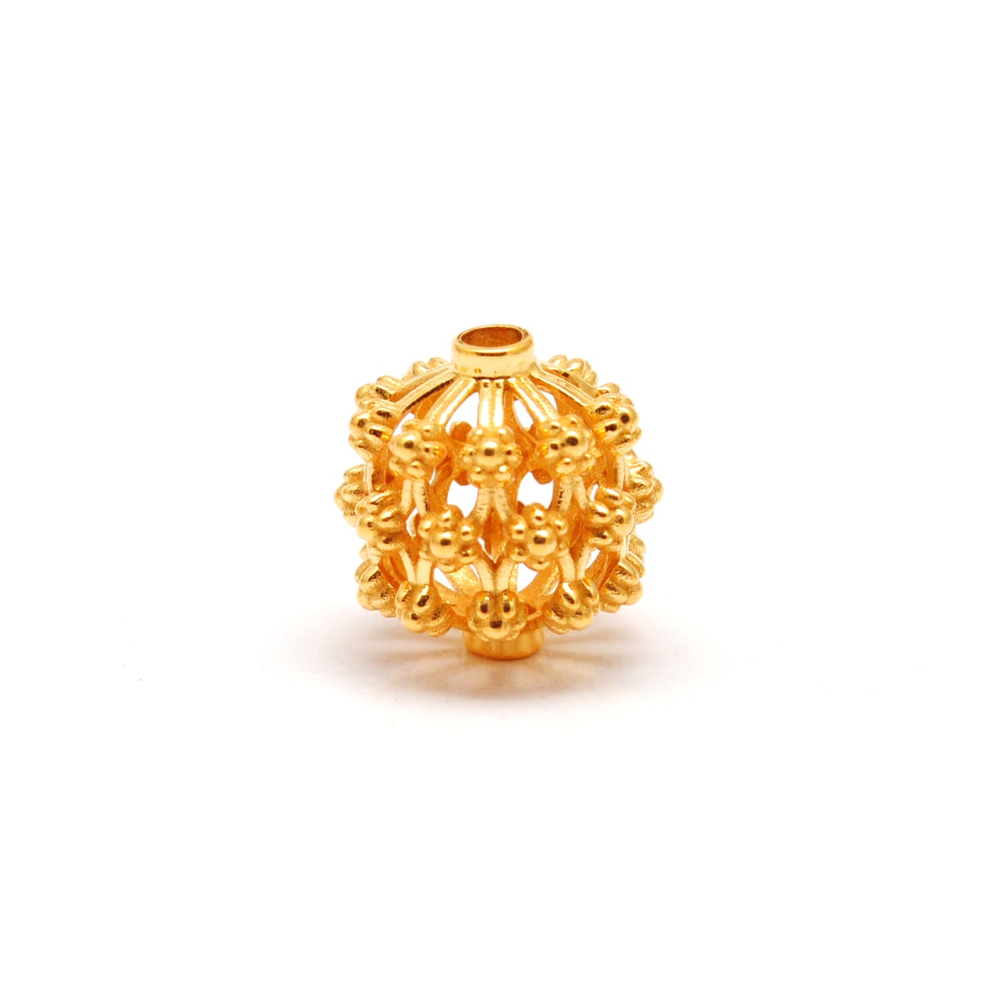 18k Solid Yellow Gold Antique Floral Spacer Beads 12mm