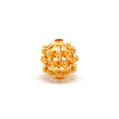 18k Solid Yellow Gold Antique Floral Spacer Beads 12mm