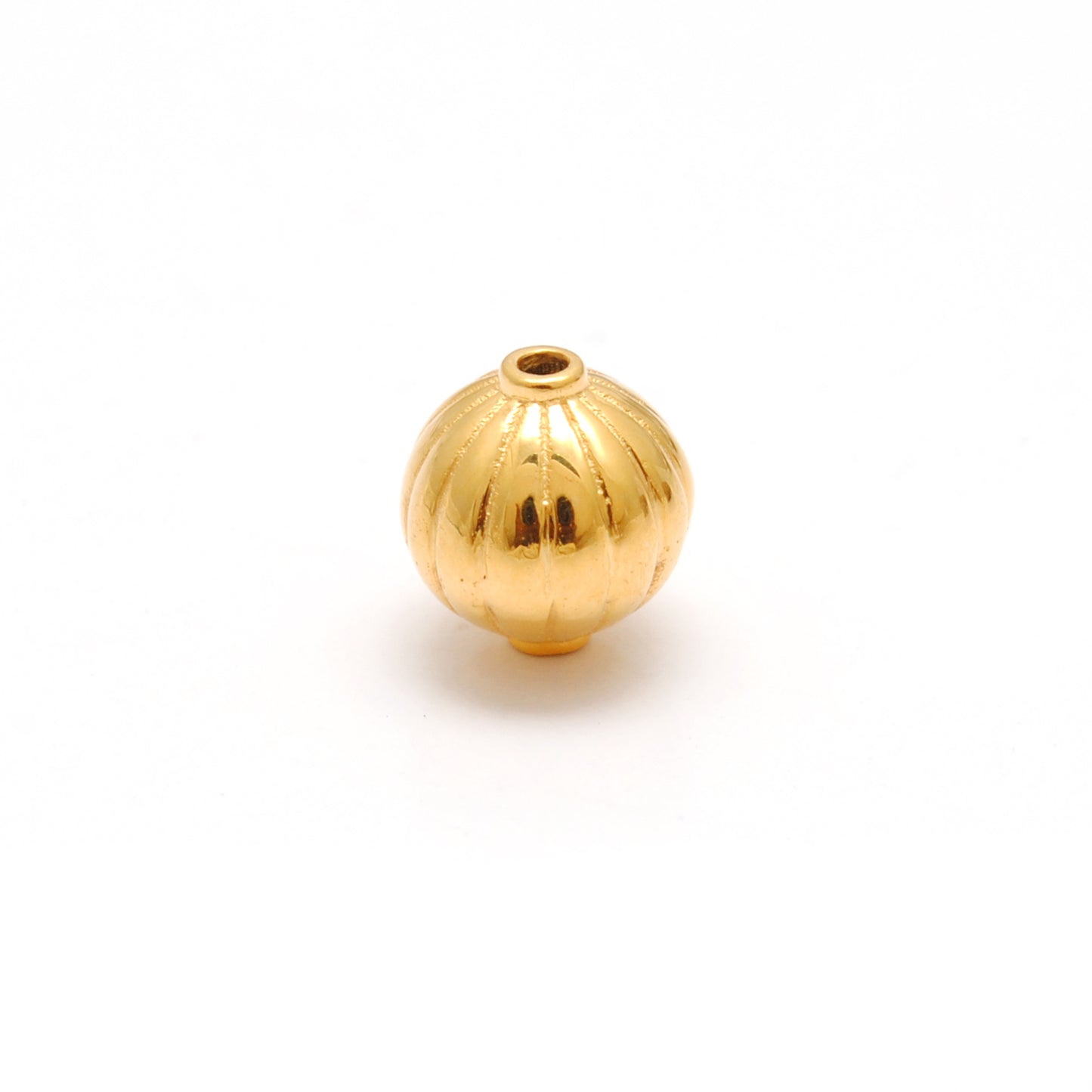 18k Solid Yellow Gold Corrugated Spacer Beads 8x9mm