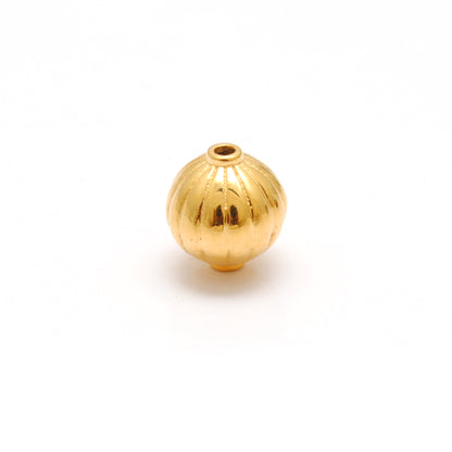 18k Solid Yellow Gold Corrugated Spacer Beads 8x9mm