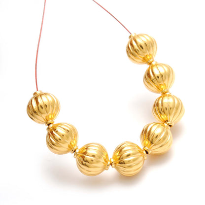 18k Solid Yellow Gold Corrugated Spacer Beads 8x9mm