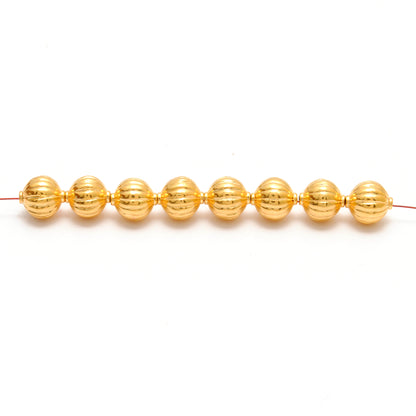 18k Solid Yellow Gold Corrugated Spacer Beads 8x9mm