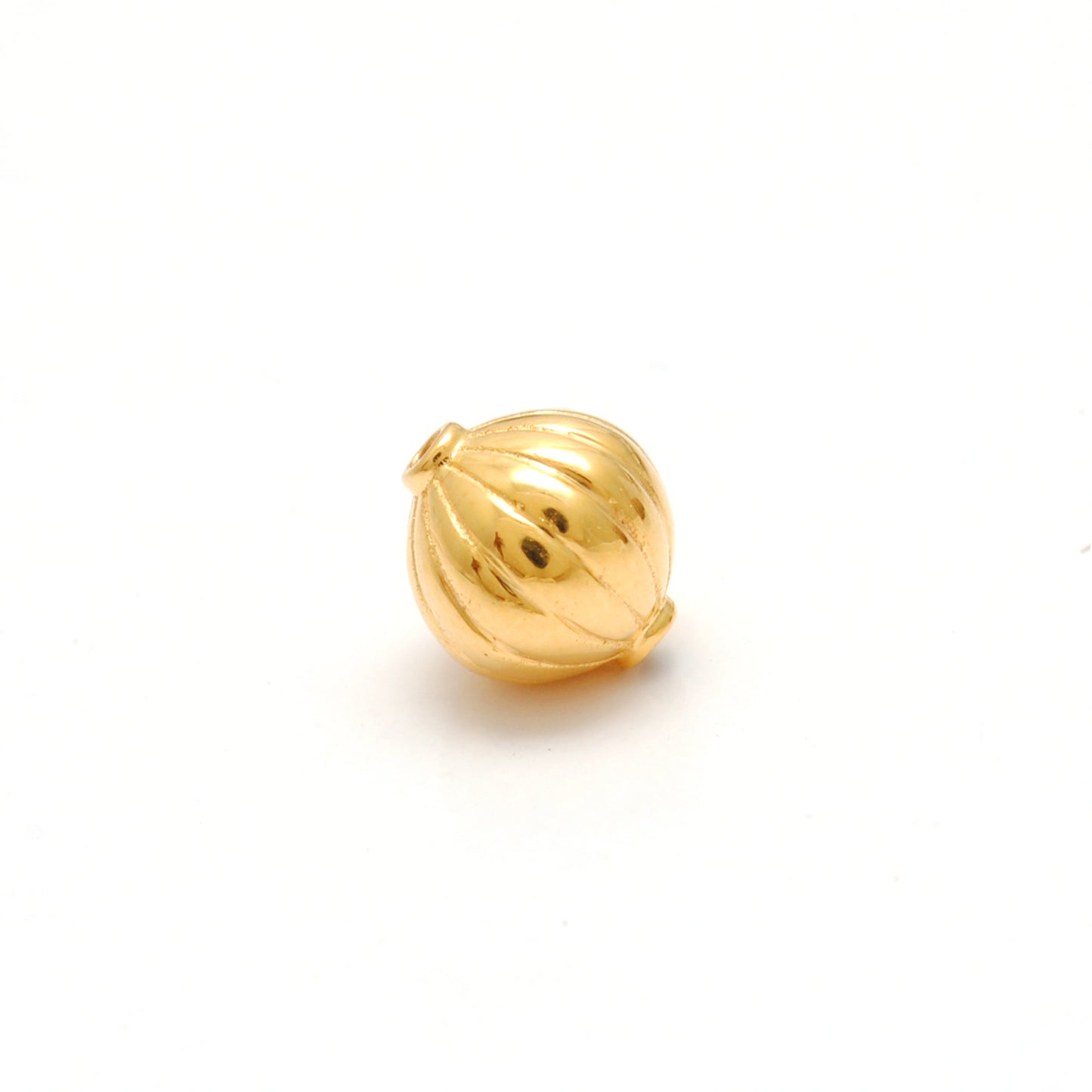 18k Solid Yellow Gold Corrugated Spacer Beads 8x9mm