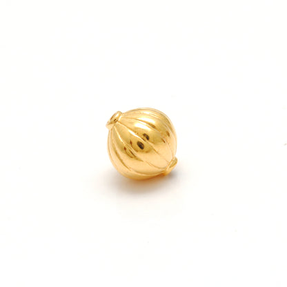 18k Solid Yellow Gold Corrugated Spacer Beads 8x9mm
