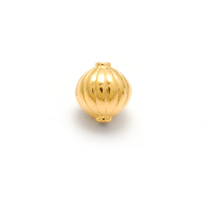 18k Solid Yellow Gold Corrugated Spacer Beads 8x9mm