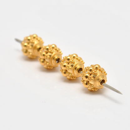 9.5mm 18k Gold Indian Style Rondelle Spacer Beads Findings