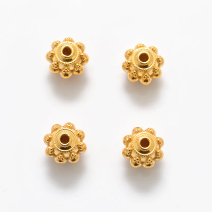 9.5mm 18k Gold Indian Style Rondelle Spacer Beads Findings