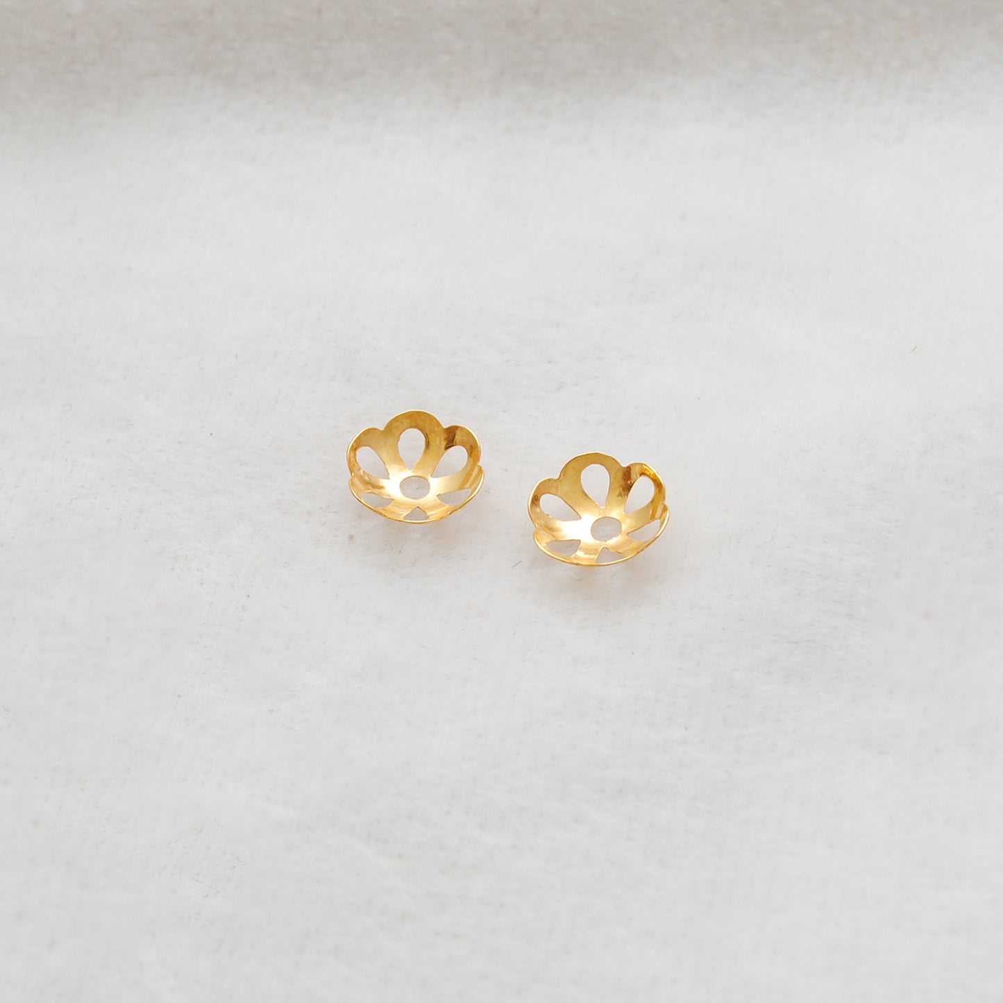 Floral 18k Gold  Bead Cap Plain Findings Craft 8mm