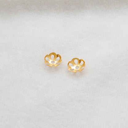 Floral 18k Gold  Bead Cap Plain Findings Craft 8mm