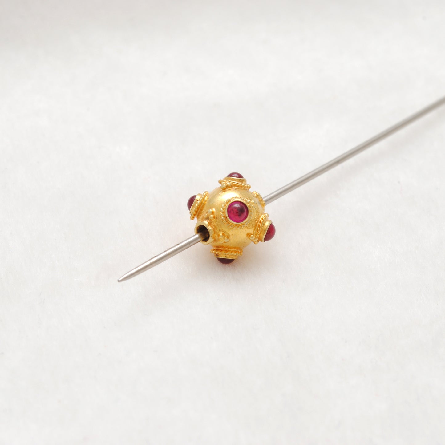 18k Solid Yellow Gold Ruby Ball Spacer Beads 11x10mm
