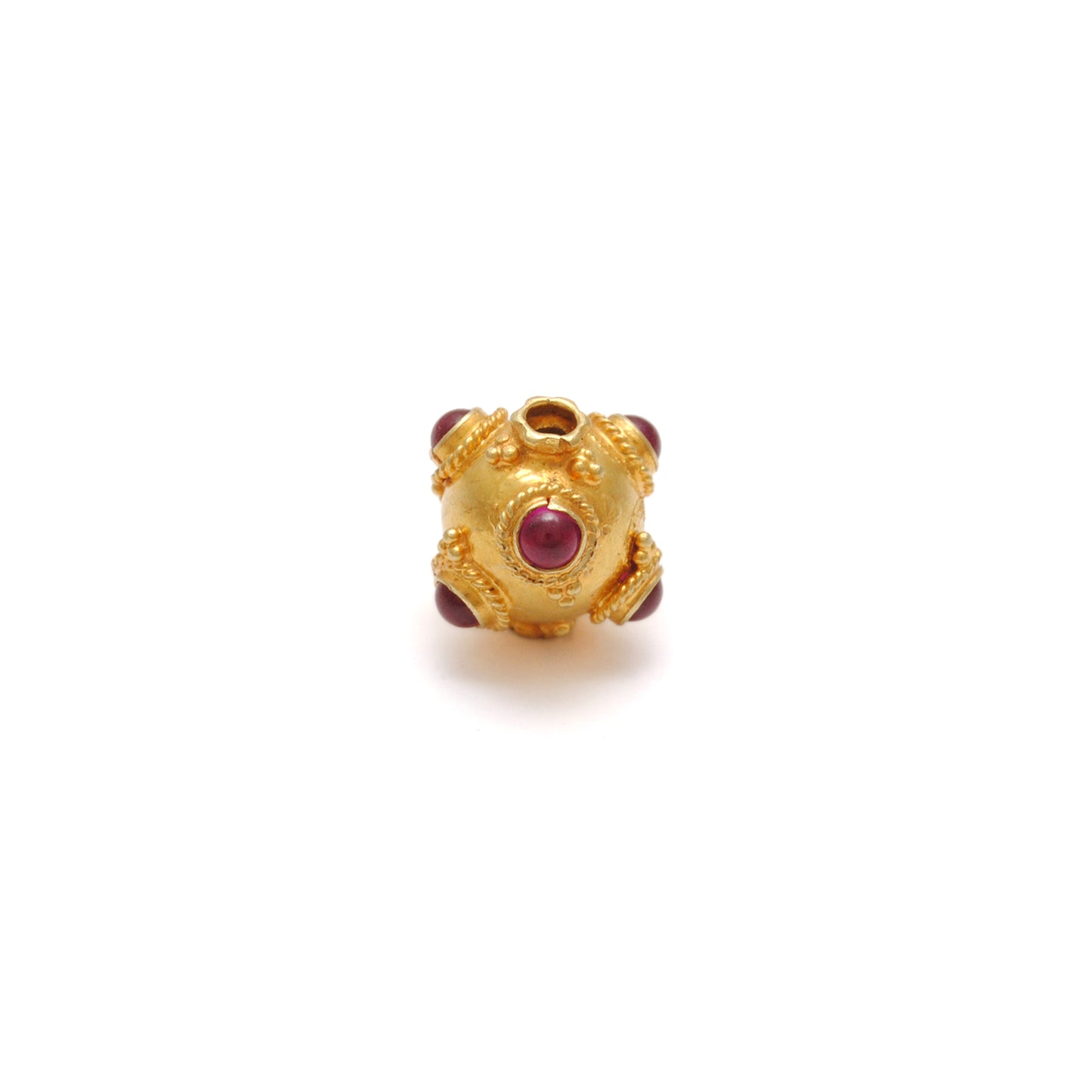 18k Solid Yellow Gold Ruby Ball Spacer Beads 11x10mm