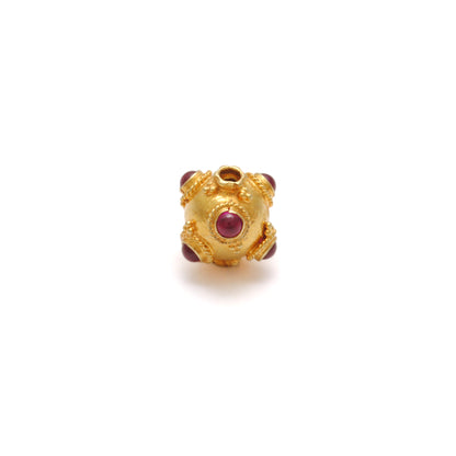 18k Solid Yellow Gold Ruby Ball Spacer Beads 11x10mm