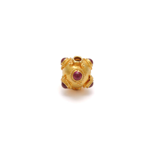 18k Solid Yellow Gold Ruby Ball Spacer Beads 11x10mm