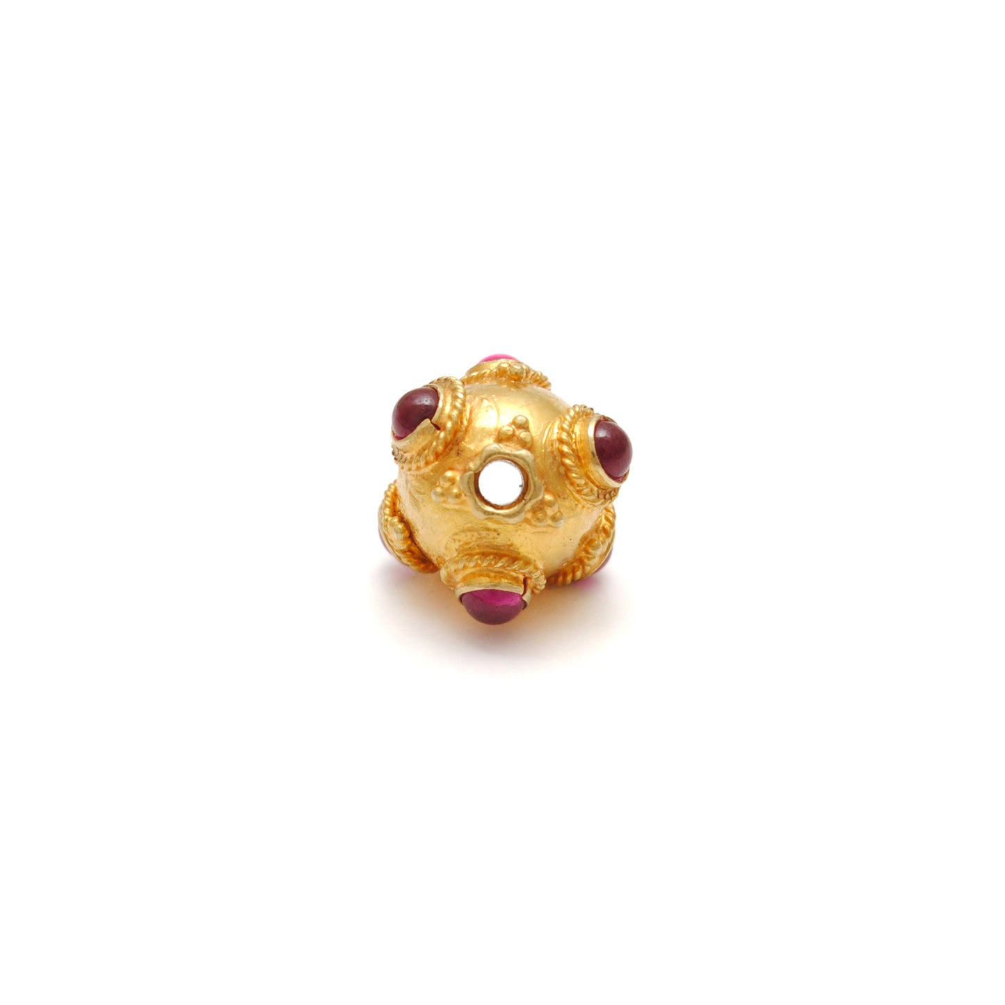 18k Solid Yellow Gold Ruby Ball Spacer Beads 11x10mm