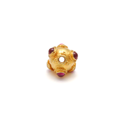 18k Solid Yellow Gold Ruby Ball Spacer Beads 11x10mm