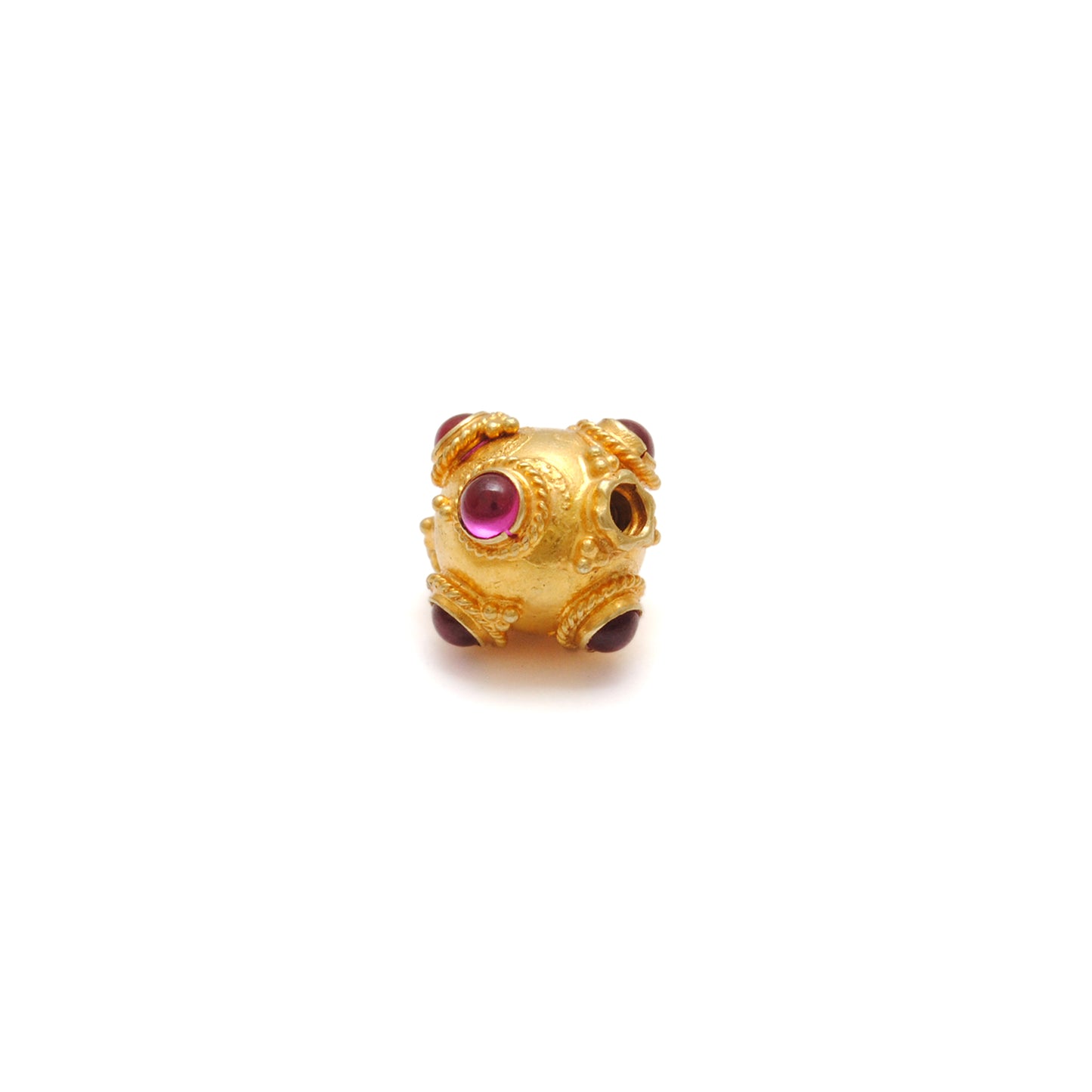 18k Solid Yellow Gold Ruby Ball Spacer Beads 11x10mm