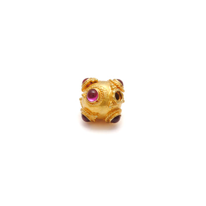 18k Solid Yellow Gold Ruby Ball Spacer Beads 11x10mm