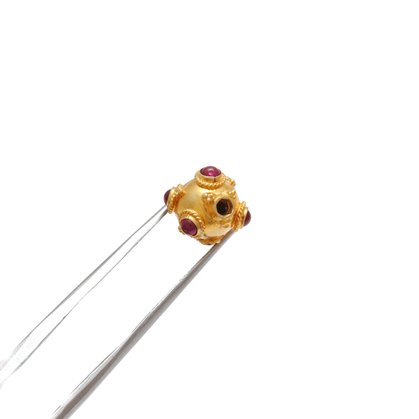 18k Solid Yellow Gold Ruby Ball Spacer Beads 11x10mm
