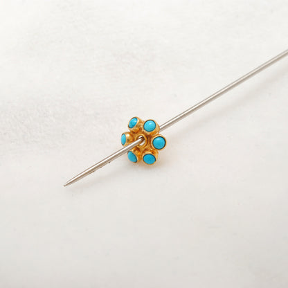 18k Yellow Gold Turquoise Flower Spacer Bead