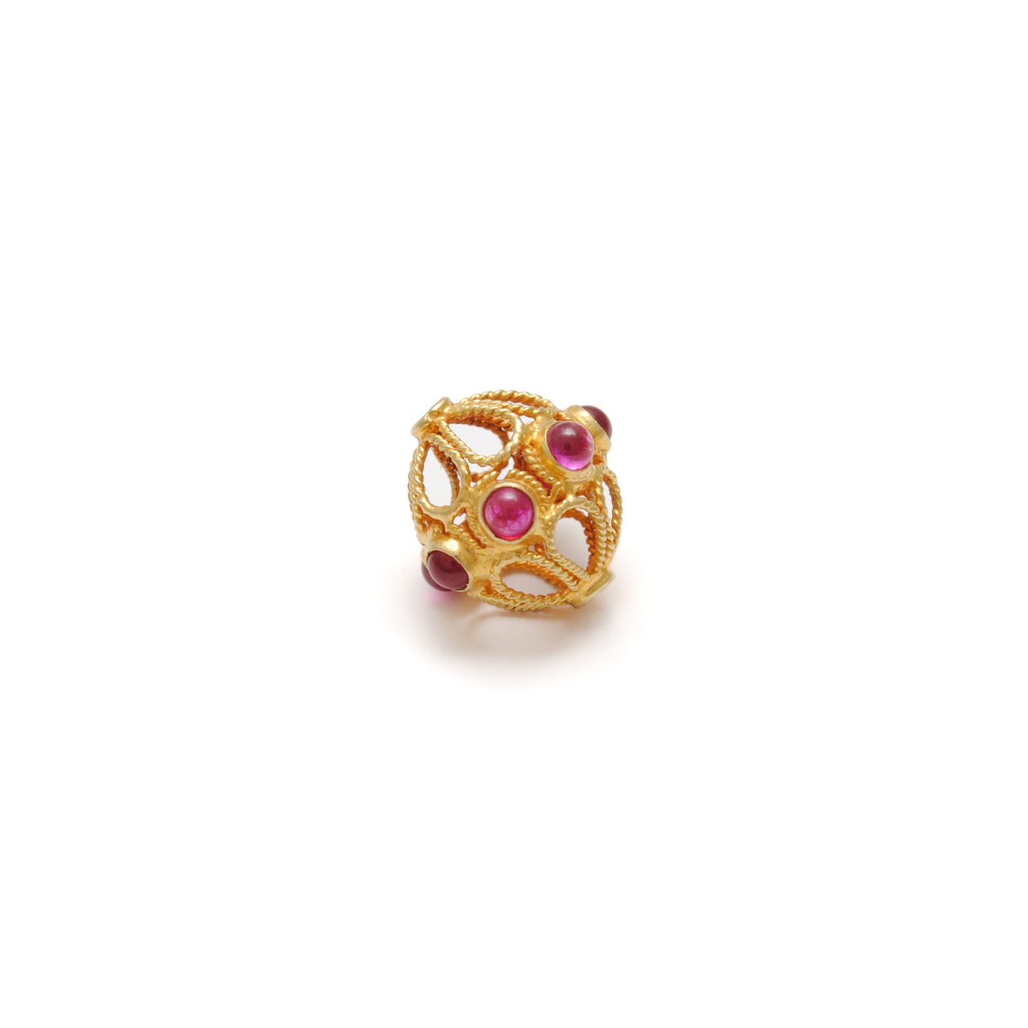 18k Solid Yellow Gold Ruby Fancy Spacer Beads 12mm