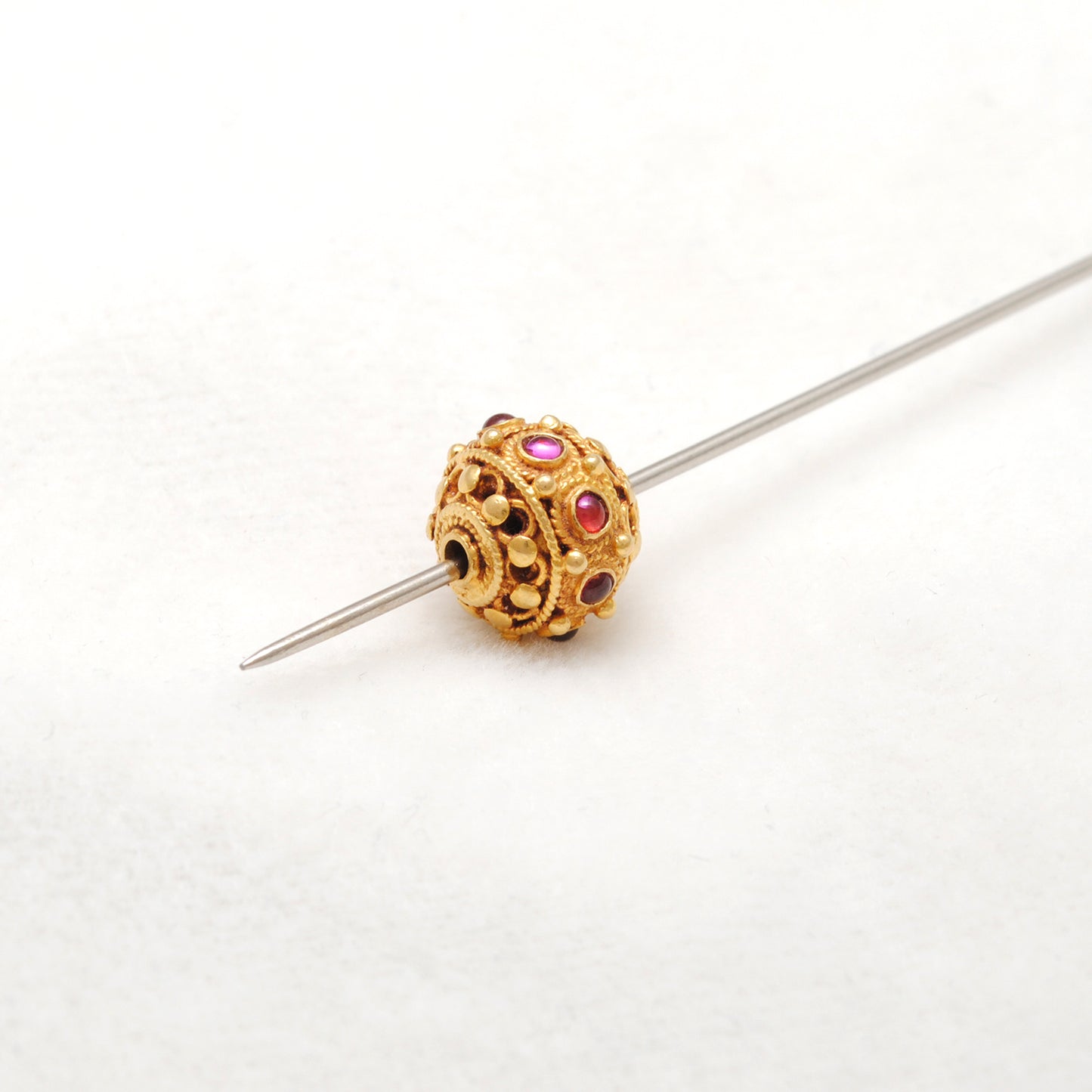 18k Solid Yellow Gold Ruby Round Beads 10mm DIY Crafts