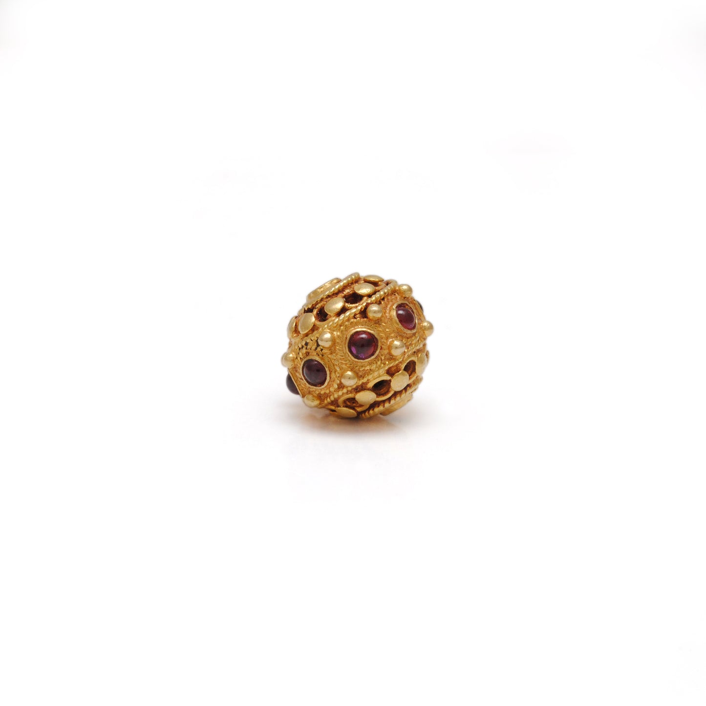 18k Solid Yellow Gold Ruby Round Beads 10mm DIY Crafts