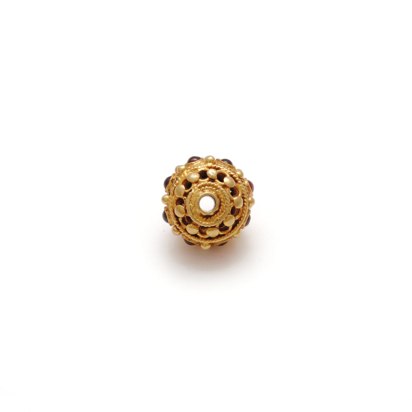 18k Solid Yellow Gold Ruby Round Beads 10mm DIY Crafts