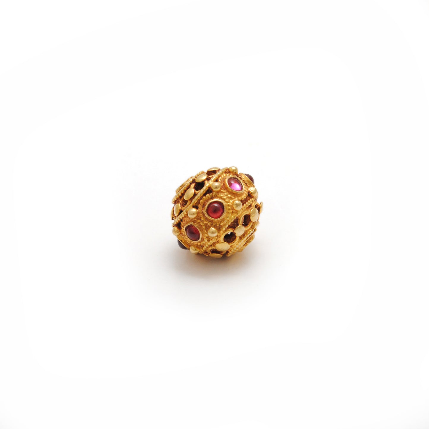 18k Solid Yellow Gold Ruby Round Beads 10mm DIY Crafts