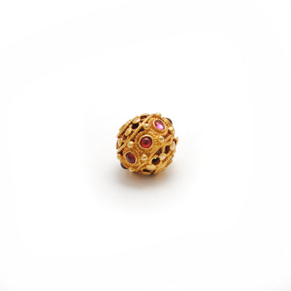 18k Solid Yellow Gold Ruby Round Beads 10mm DIY Crafts
