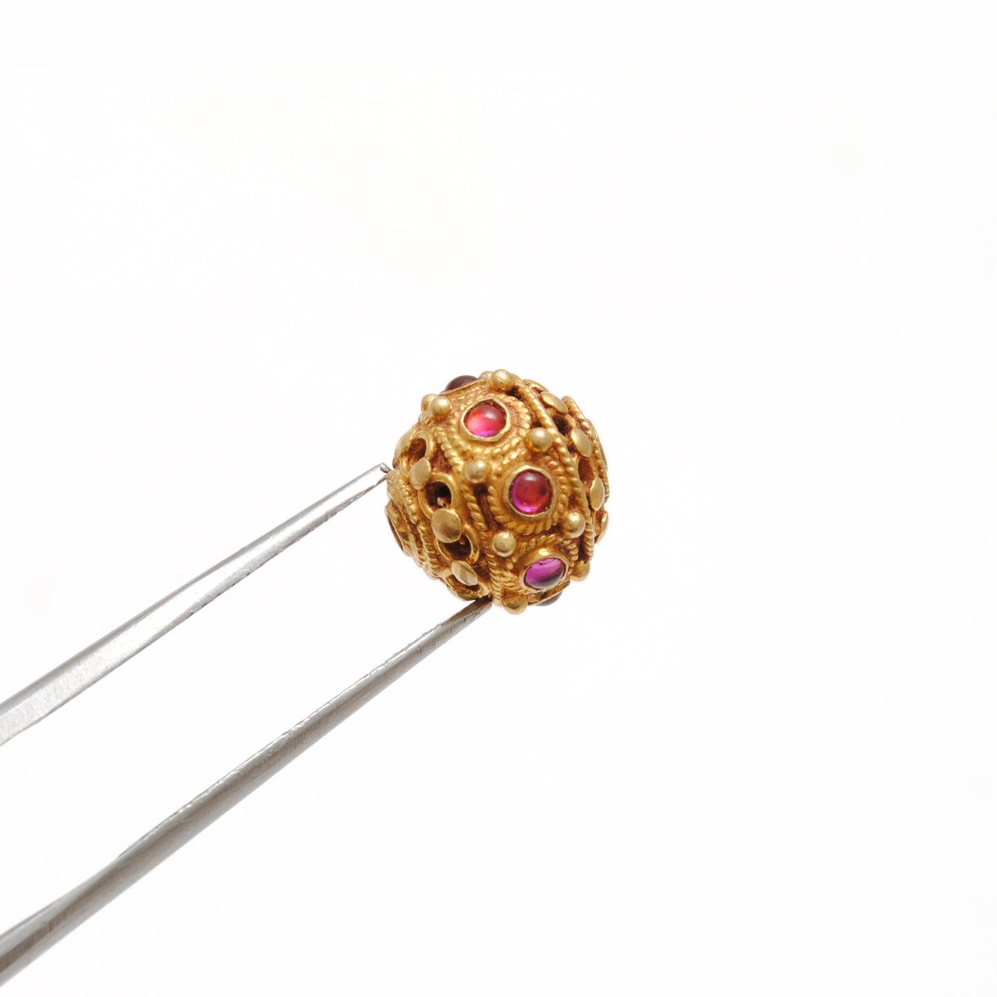 18k Solid Yellow Gold Ruby Round Beads 10mm DIY Crafts