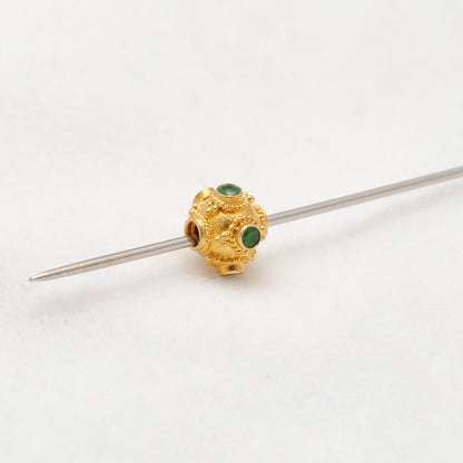18k Yellow Gold Stone Studded Rondelle Beads 7.5mm