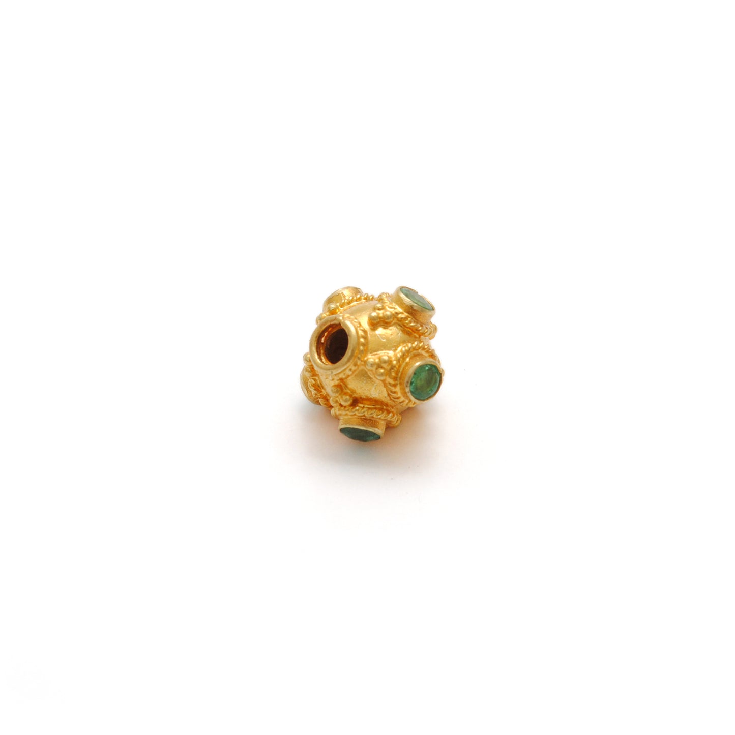18k Yellow Gold Stone Studded Rondelle Beads 7.5mm
