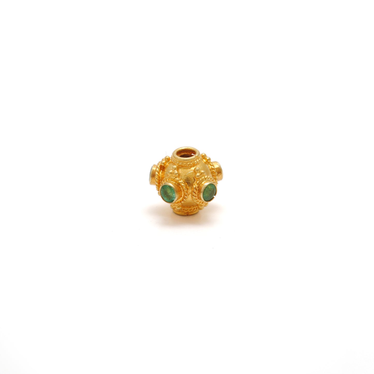 18k Yellow Gold Stone Studded Rondelle Beads 7.5mm