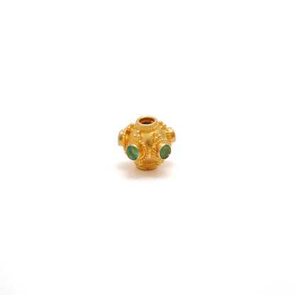 18k Yellow Gold Stone Studded Rondelle Beads 7.5mm