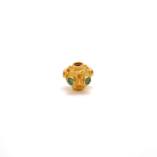 18k Yellow Gold Stone Studded Rondelle Beads 7.5mm