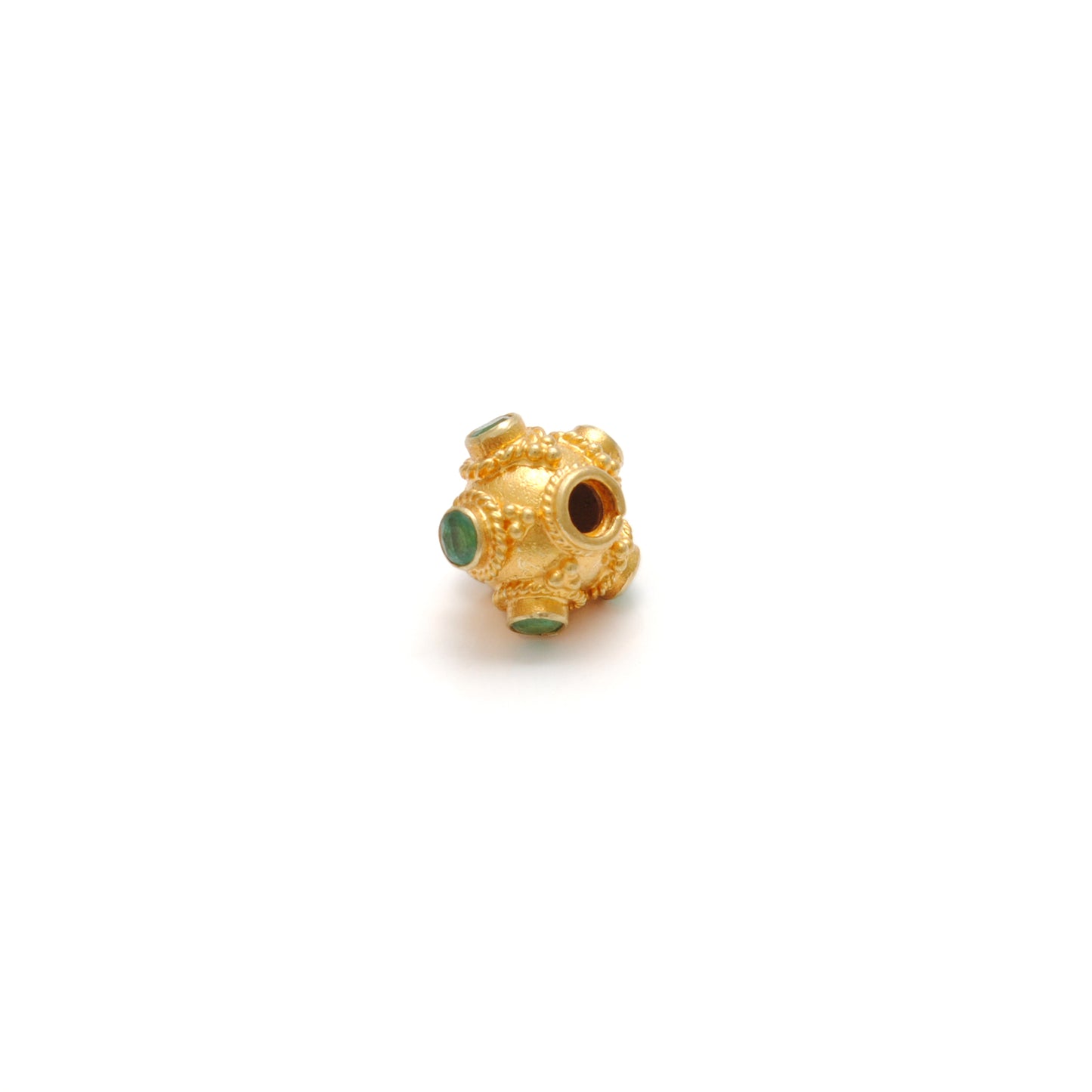 18k Yellow Gold Stone Studded Rondelle Beads 7.5mm