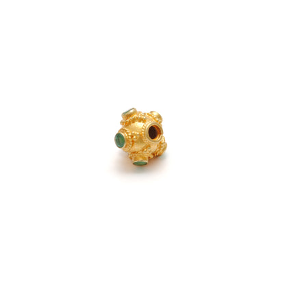 18k Yellow Gold Stone Studded Rondelle Beads 7.5mm