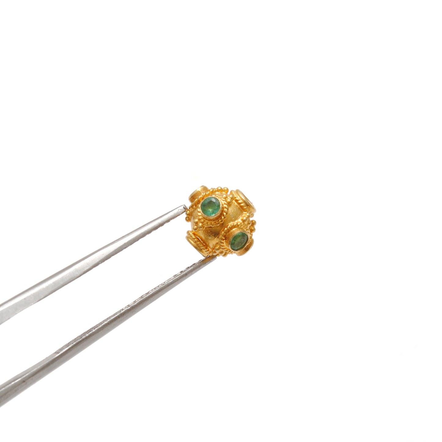 18k Yellow Gold Stone Studded Rondelle Beads 7.5mm