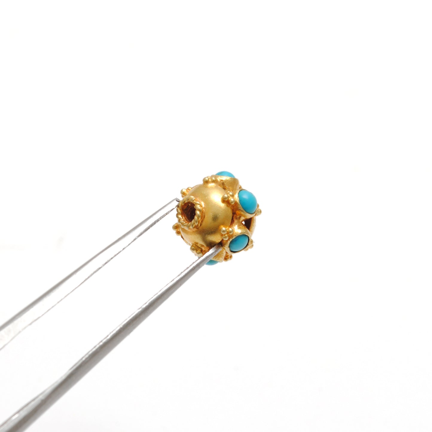 18k Yellow Gold Turquoise Wheel Spacer Bead 9mm