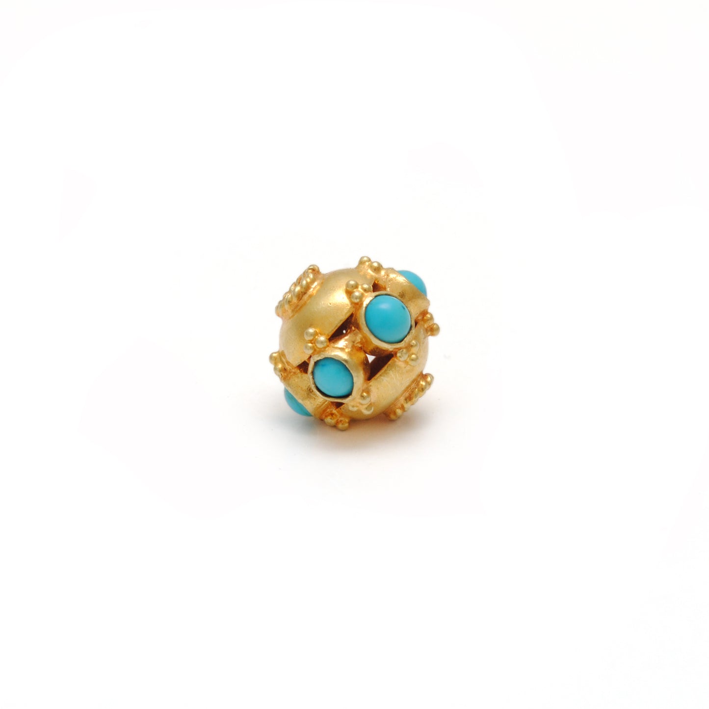 18k Yellow Gold Turquoise Wheel Spacer Bead 9mm