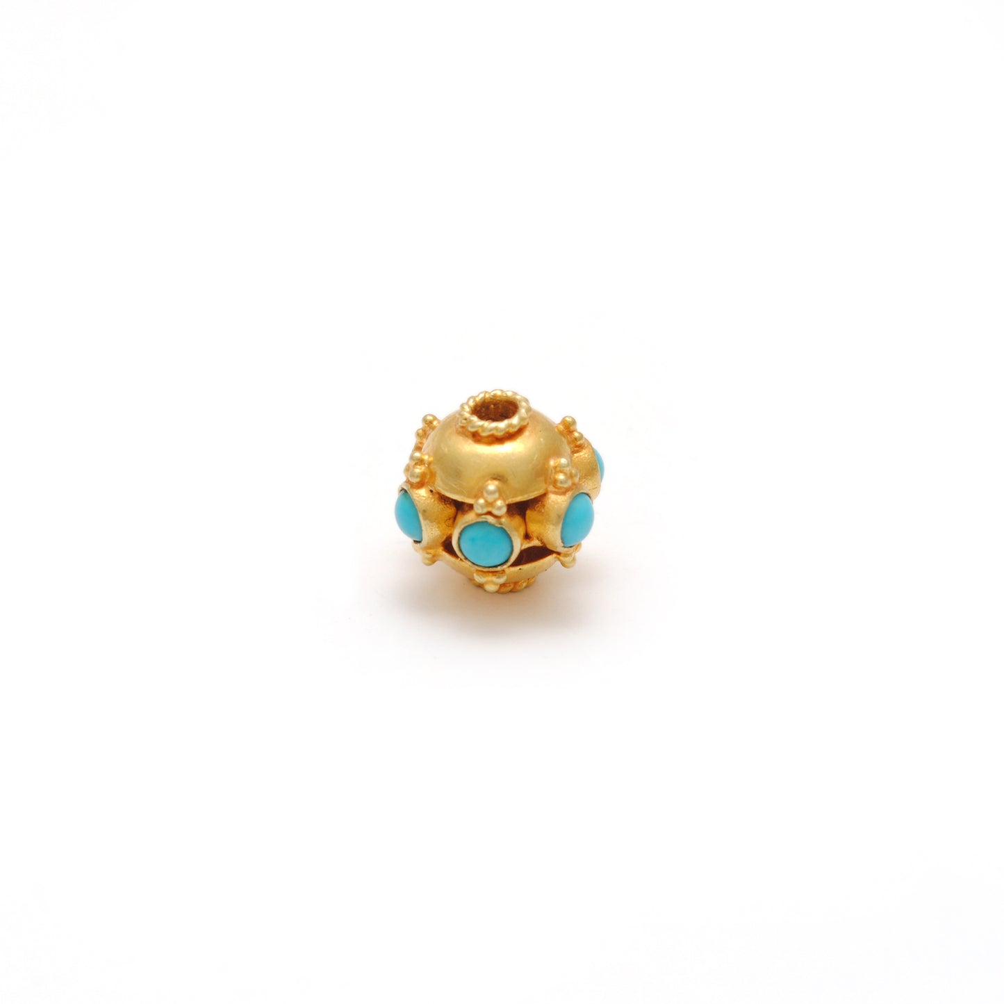 18k Yellow Gold Turquoise Wheel Spacer Bead 9mm